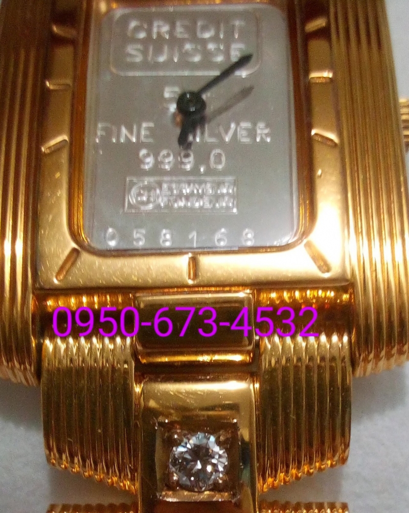 Credit Suisse Watch 999.0 Fine Silver (rare)w/ Dia