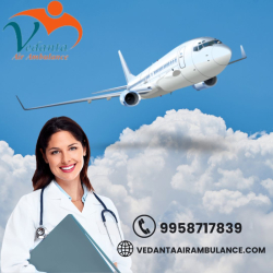 Vedanta Air Ambulance Service in Indore with intensive Care Moove